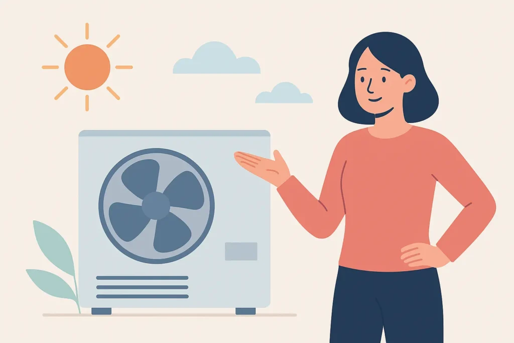 heat pump under a red hot sun