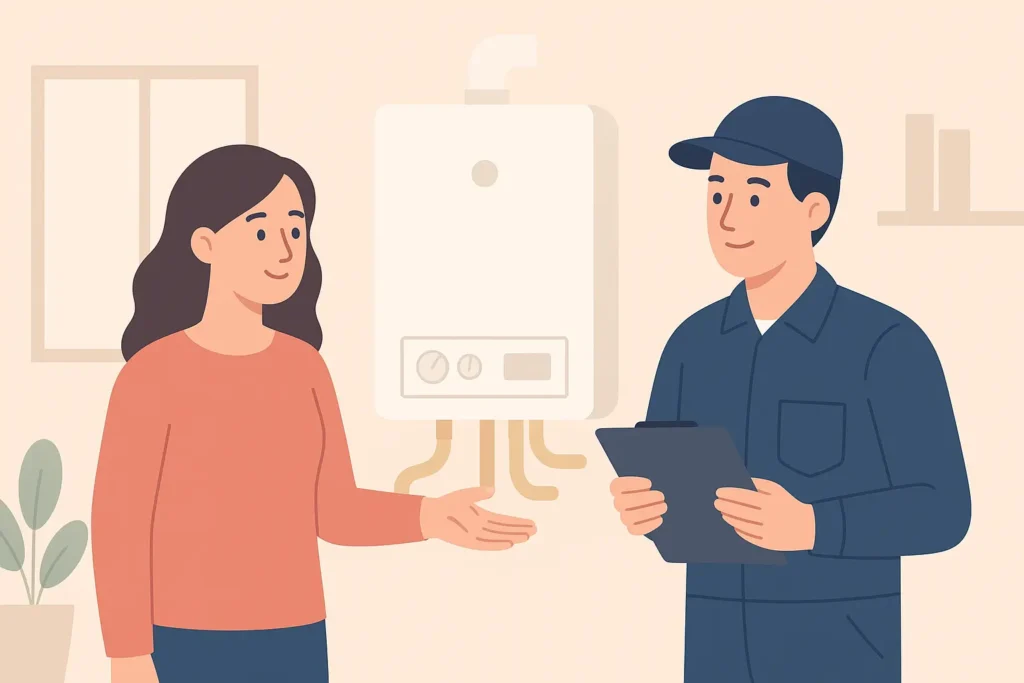 a new boiler, heatng engineer and female